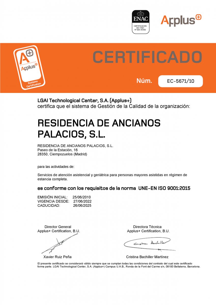 Centro certificado de la tercera edad