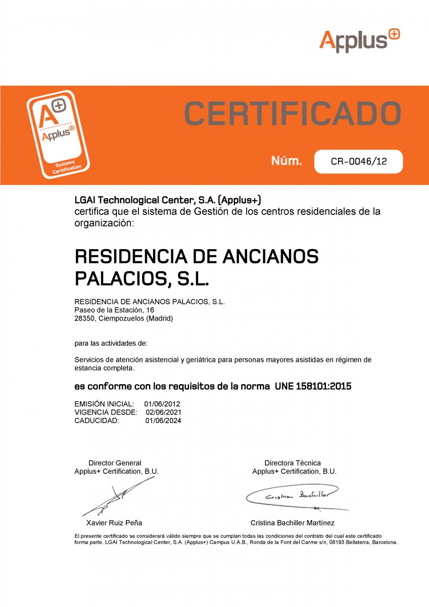 Centro certificado de la tercera edad